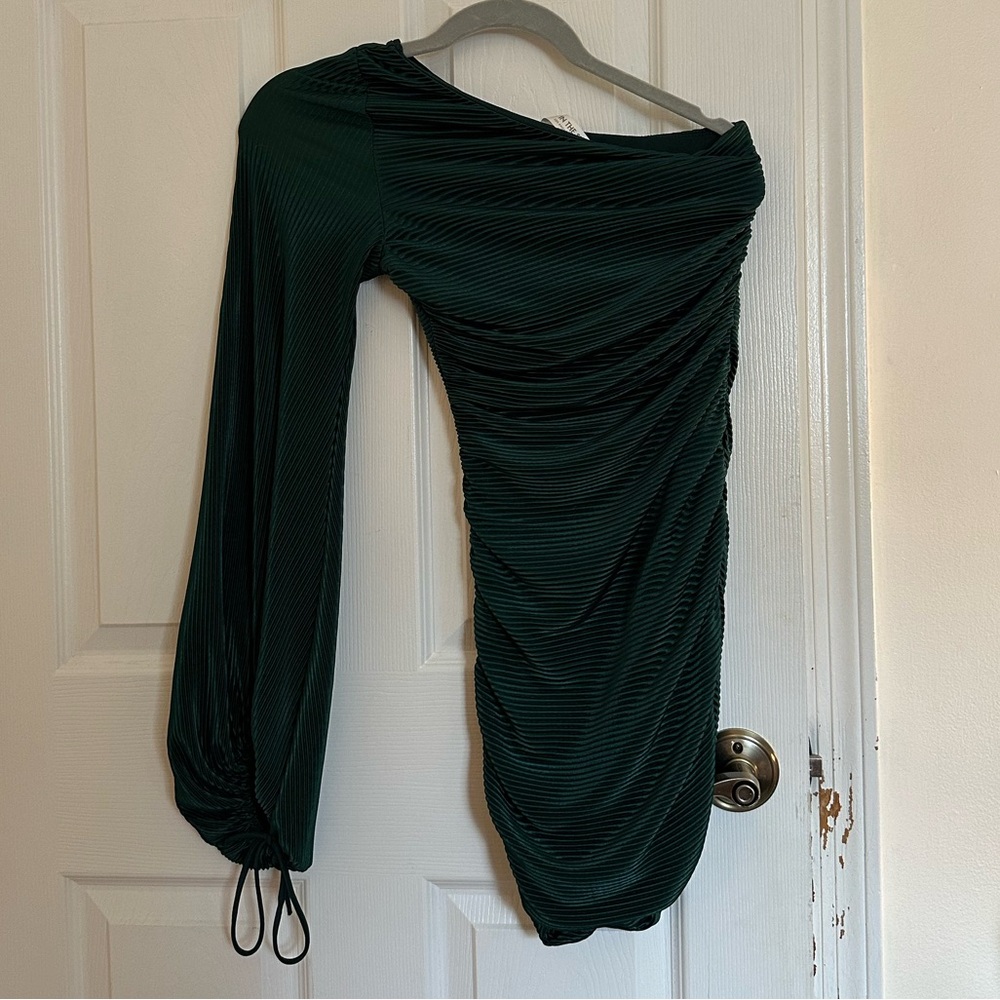 Emerald Green One Shoulder Dress